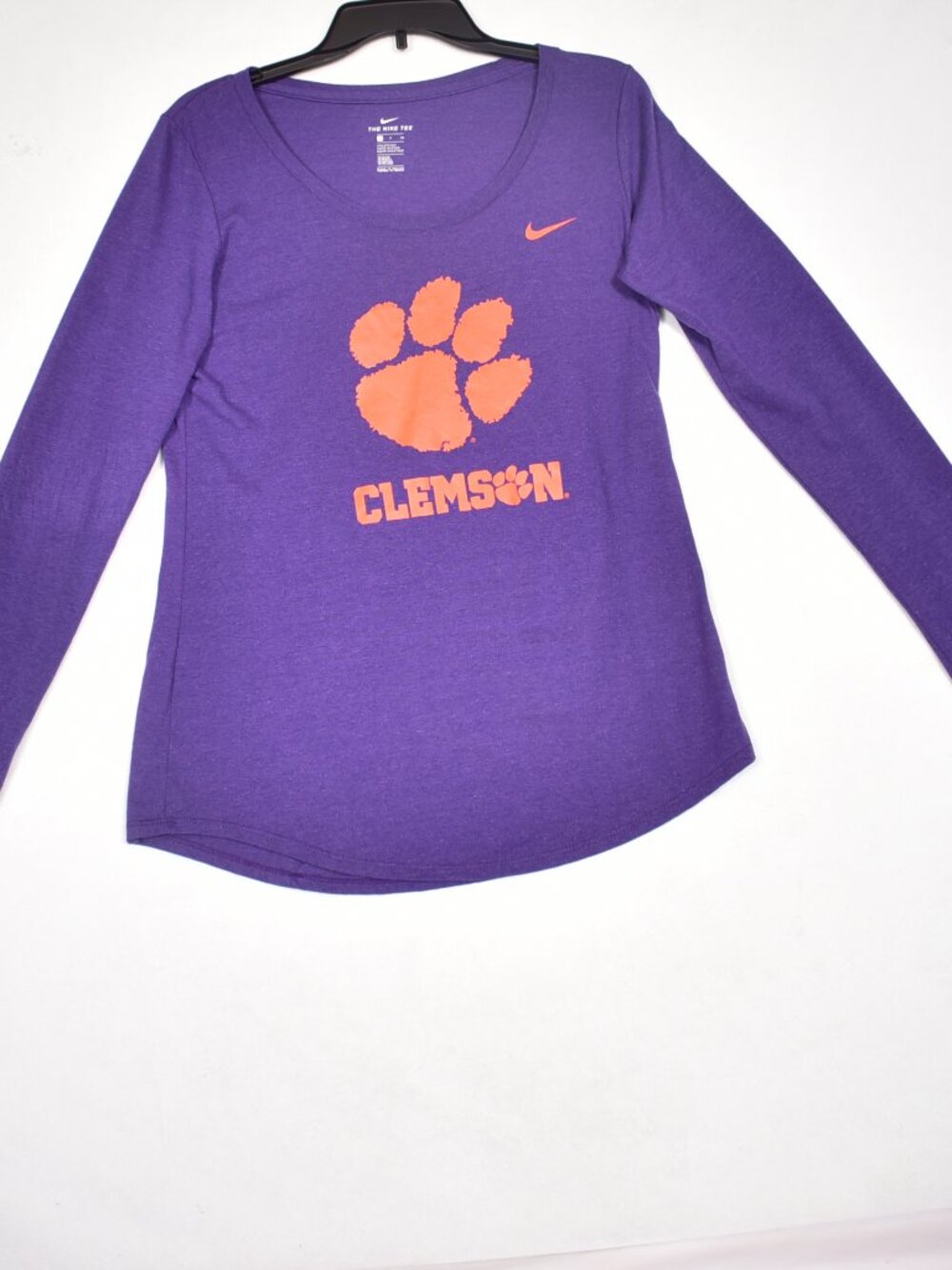 Nike Clemson Tigers Women's Small Athletic Cut Purple Long Sleeved Tee Shirt